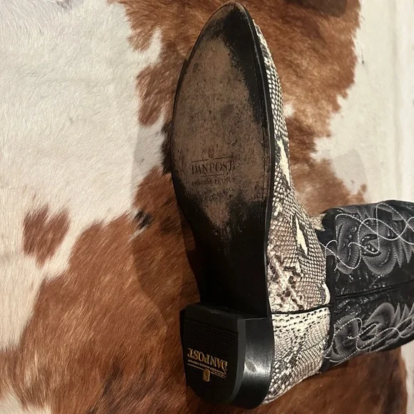 Dan Post Black and Cream Snakeskin Boots - Picture 8 of 10